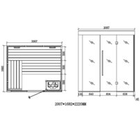 Sauna AWT E1205C, 201x168,  Topoľ/Osika, Harvia 9kW Vitra