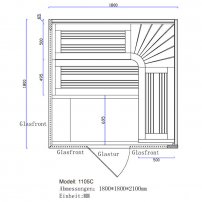 Sauna AWT B1105C topoľ, 180x180  9 kW EOS BiO-Max