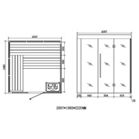 Sauna AWT E1205B, 201x198,  Topoľ/Osika, Harvia 9kW Vitra